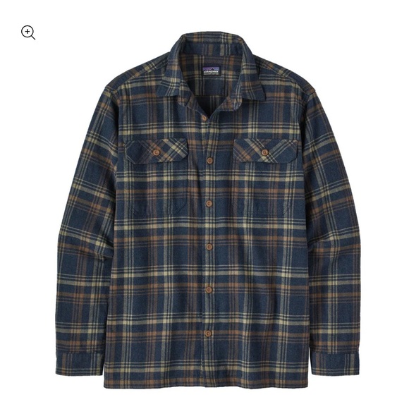 Patagonia Fjord Organic Cotton Flannel Shirt L Drifted Navy | Winter Layer - Picture 1 of 11